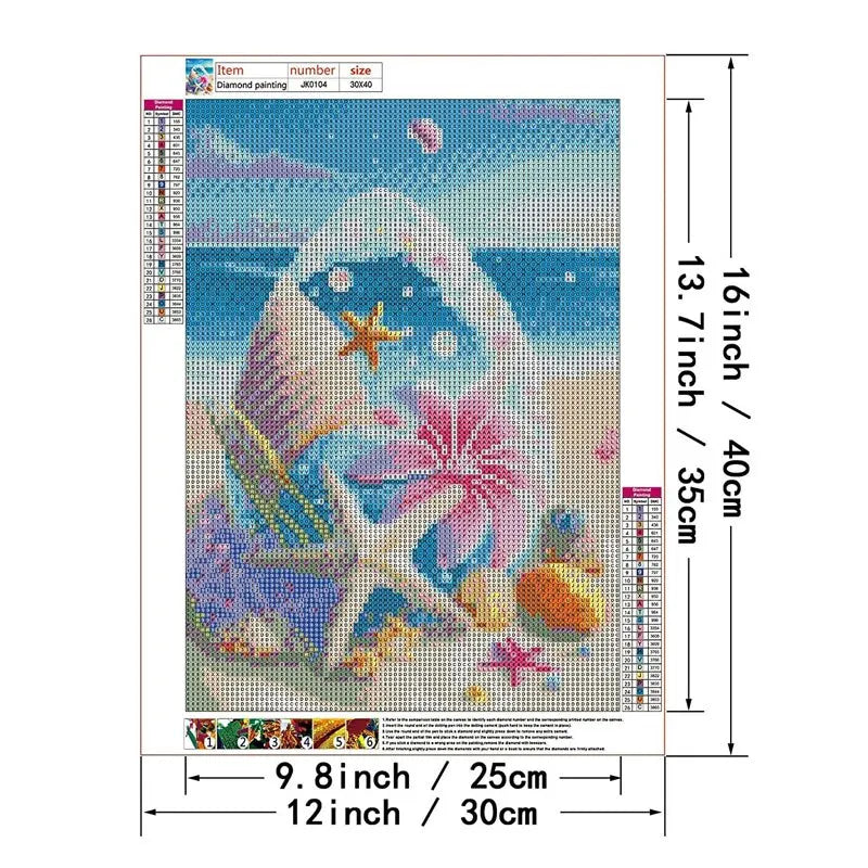 Starfish 5D Diamond Painting Fantasy Shell Seaside Scenery Full Diamond Embroidery Mosaic Cross Stitch Kits Bedroom Home Decor - Sun Studio