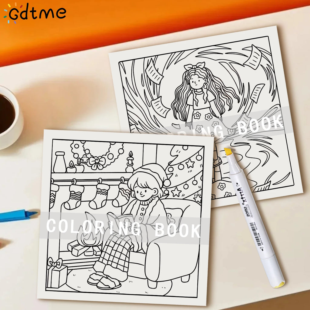 PUMPKIN GIRL Coloring Book for Adults Featuring 24Page Cute Cozy Daily Activities for Relaxation Kids DIY Painting Drawing Books - Sun Studio