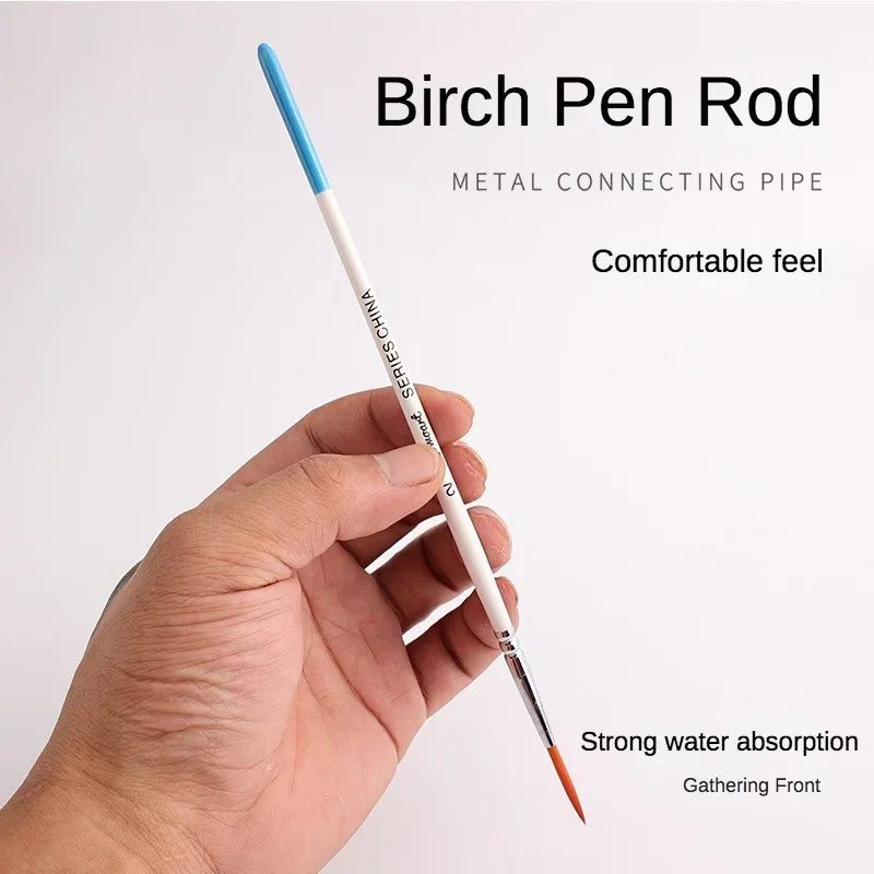 Artist Paint Brush 6 Pcs Set Thin Pen Extra Long Fine Point Liner Tip #000#00#0#1#2#3, Scale Models Nail Acrylic Oil Watercolor - Sun Studio