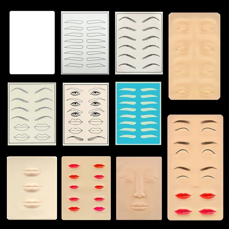 Double Side Eyebrow Tattoo Practice Skin Silicone Skin Kits Tattoo Supplies For Microblading Permanent Makeup Beginner PMU Set - Sun Studio
