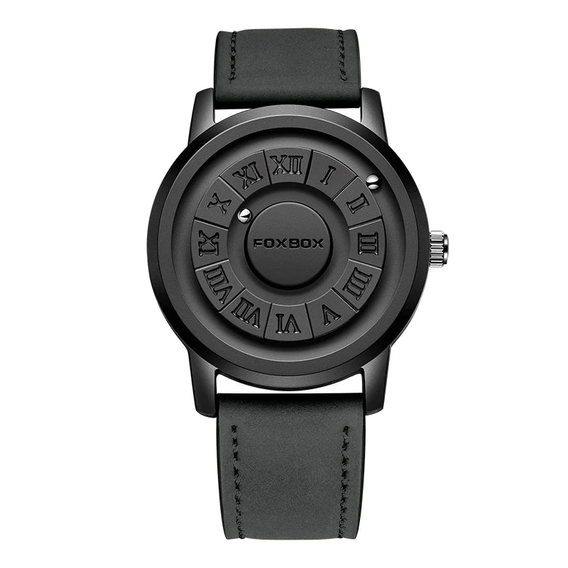 FOXBOX Herren Quarz Uhr Mode Persönlichkeit Kreative Scroll-Eisenball Magnetzeiger Wasserdicht für Herren Uhren Geschenk+Box