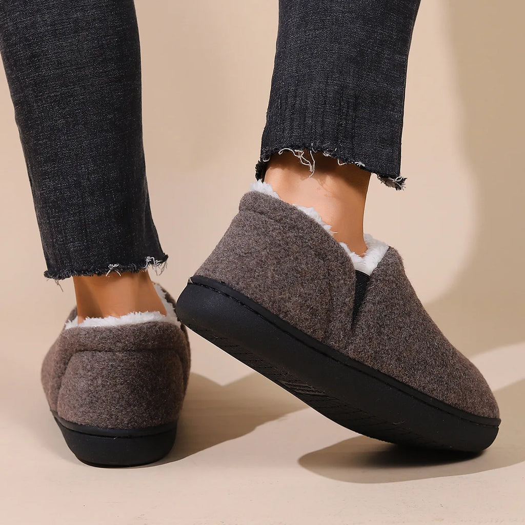 Gacimy Winter Cotton Shoes For Men Women Outdoor Warm Non-slip Flat Plush Slippers Couple Indoor Comfortable Fluffy Home Slides - Sun Studio