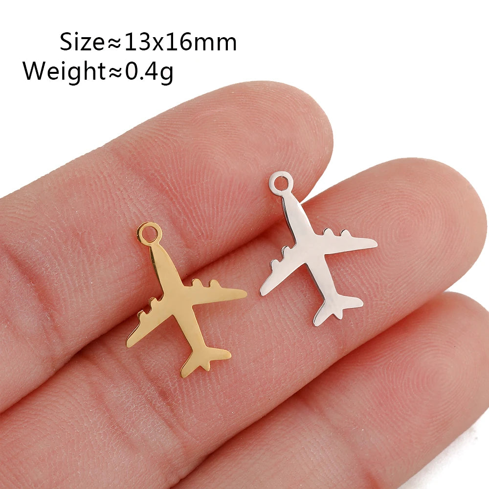 5Pcs Summer Hat/Lip Kiss/Swimsuit/Airplane Travel Charm  Stainless Steel Jewelry Making Craft DIY Bracelets Necklace Accessories - Sun Studio