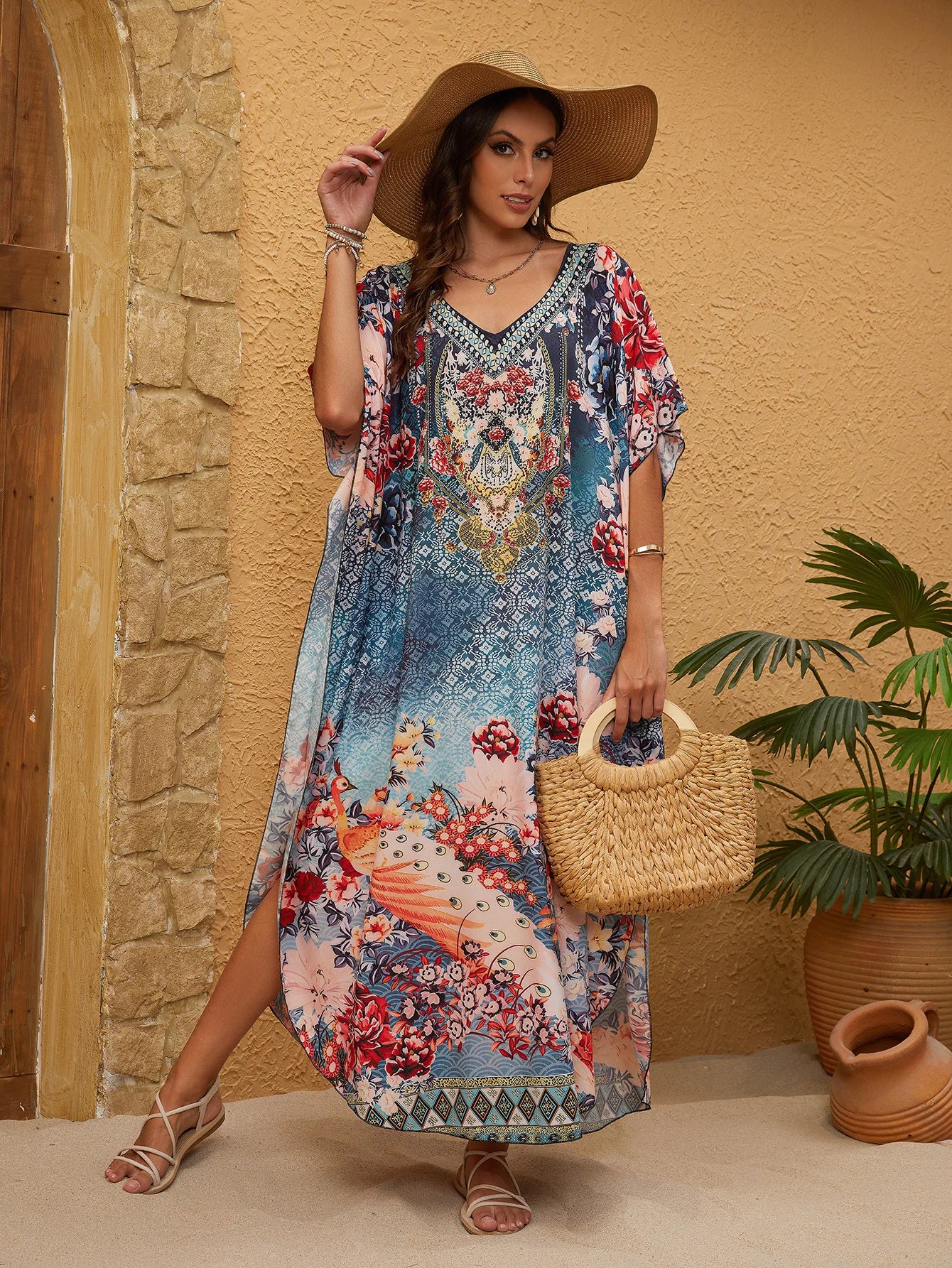 Kaftan Dresses for Women Plus Size Swimsuit Cover up Caftan Maxi Beach Tunic Bathing Suit - Sun Studio