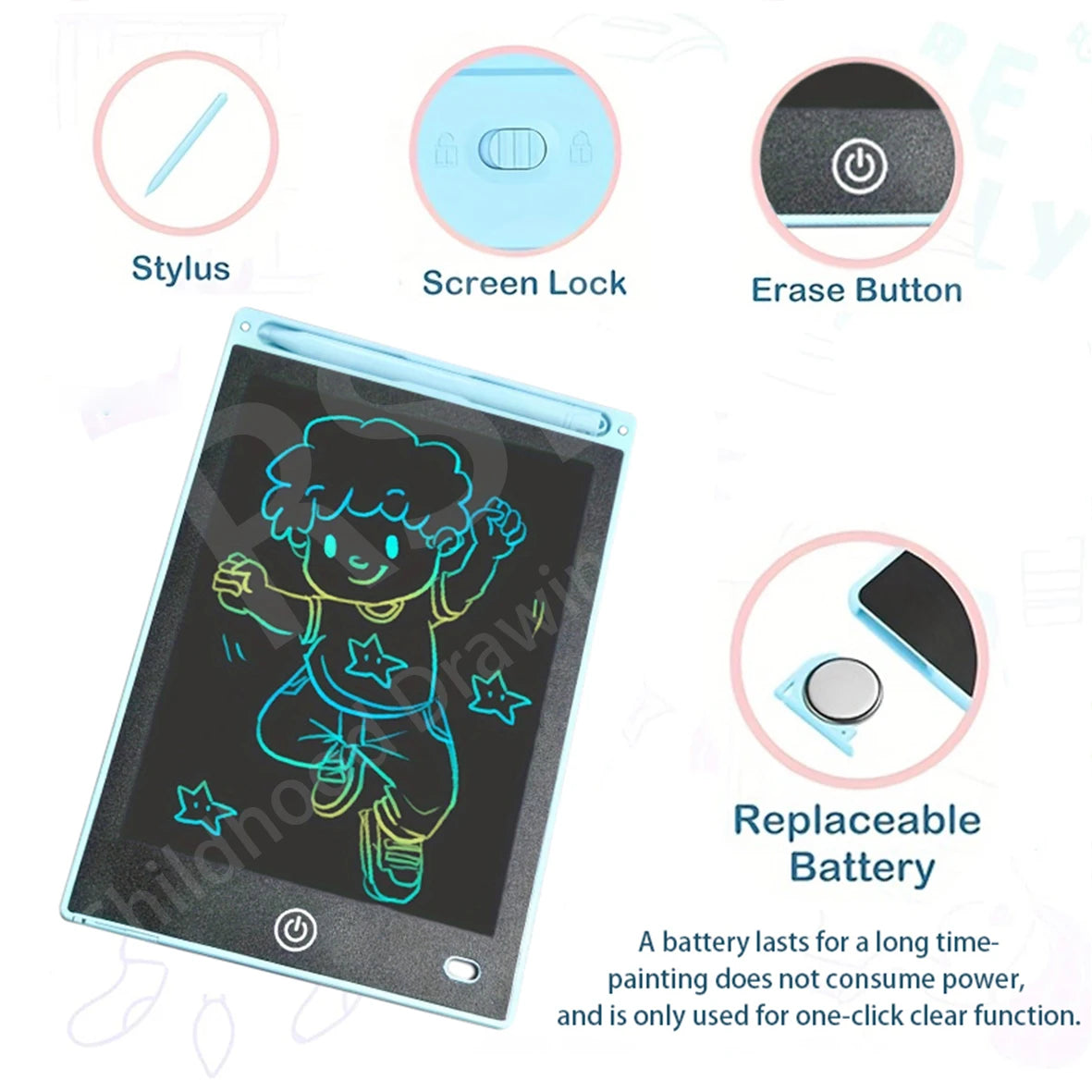 16/12/10/8.5/8.2/6.5/4.5inch LCD graphic tablet,color drawing tablet,3 4 5 6 7 8years kids birthday gifts/Christmas/travel toys - Sun Studio