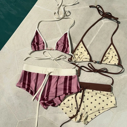 3 Pieces Print Bikini Swimsuit with Cover Up Swimwear Women Bathing Suit Short Pants  Micro Bikini Set Swimming Suits Biquini - Sun Studio
