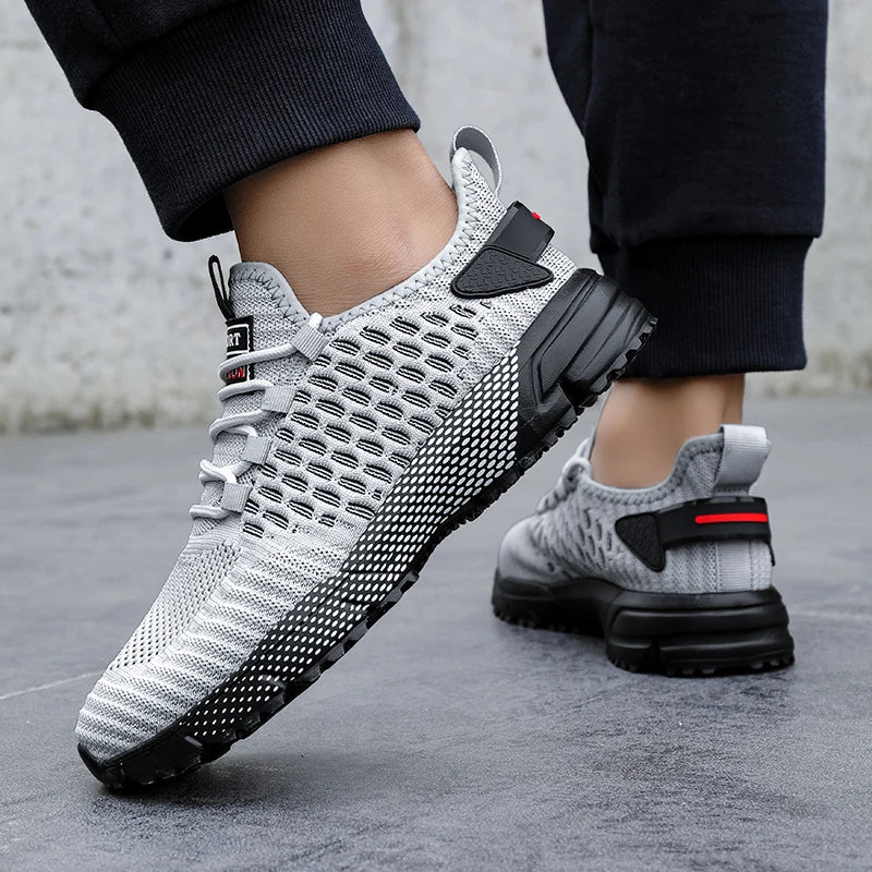 Sports Shoes for Men Breathable Mesh for Summer Youth Running Sports Leisure Flat Bottomed Fashionable Casual Lace Up Sneakers - Sun Studio