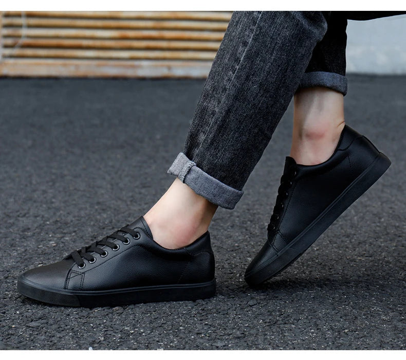 Spring Summer Flat Mens Casual Shoes Soft Pure Black Fashion Male Footwear Cool Young Man Street Style Comfortable - Sun Studio