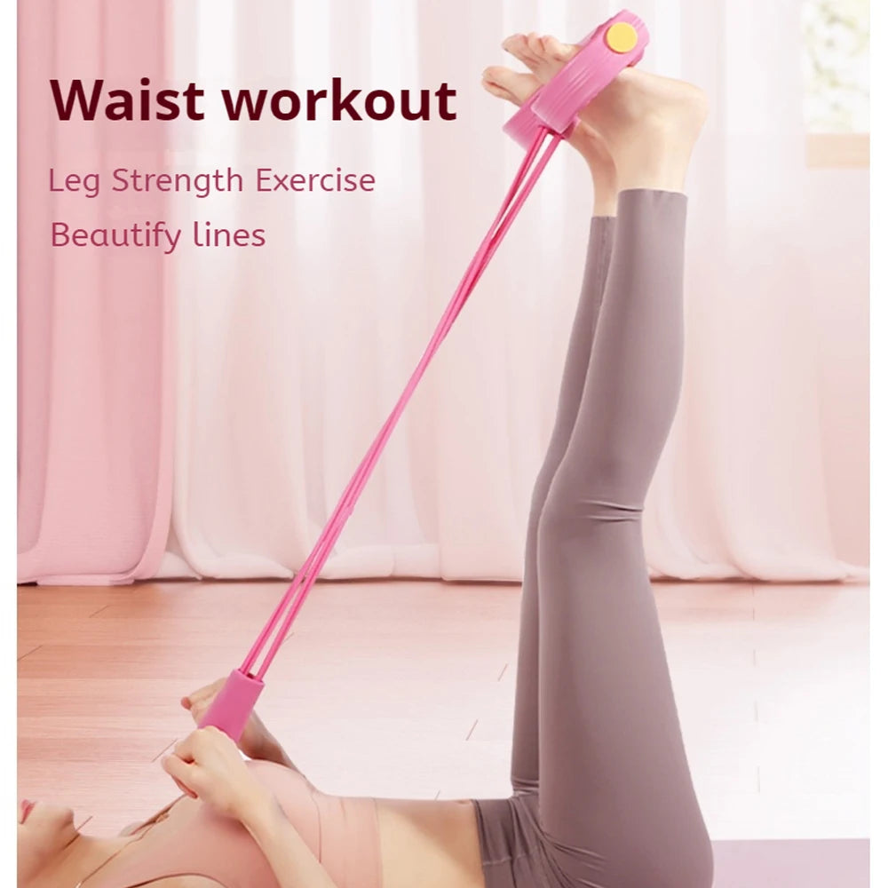 4-Tube Resistance Bands Yoga Pedal Puller Woman Abdomen Waist Arm Training Elastic Pull Rope Fitness Equipmen - Sun Studio
