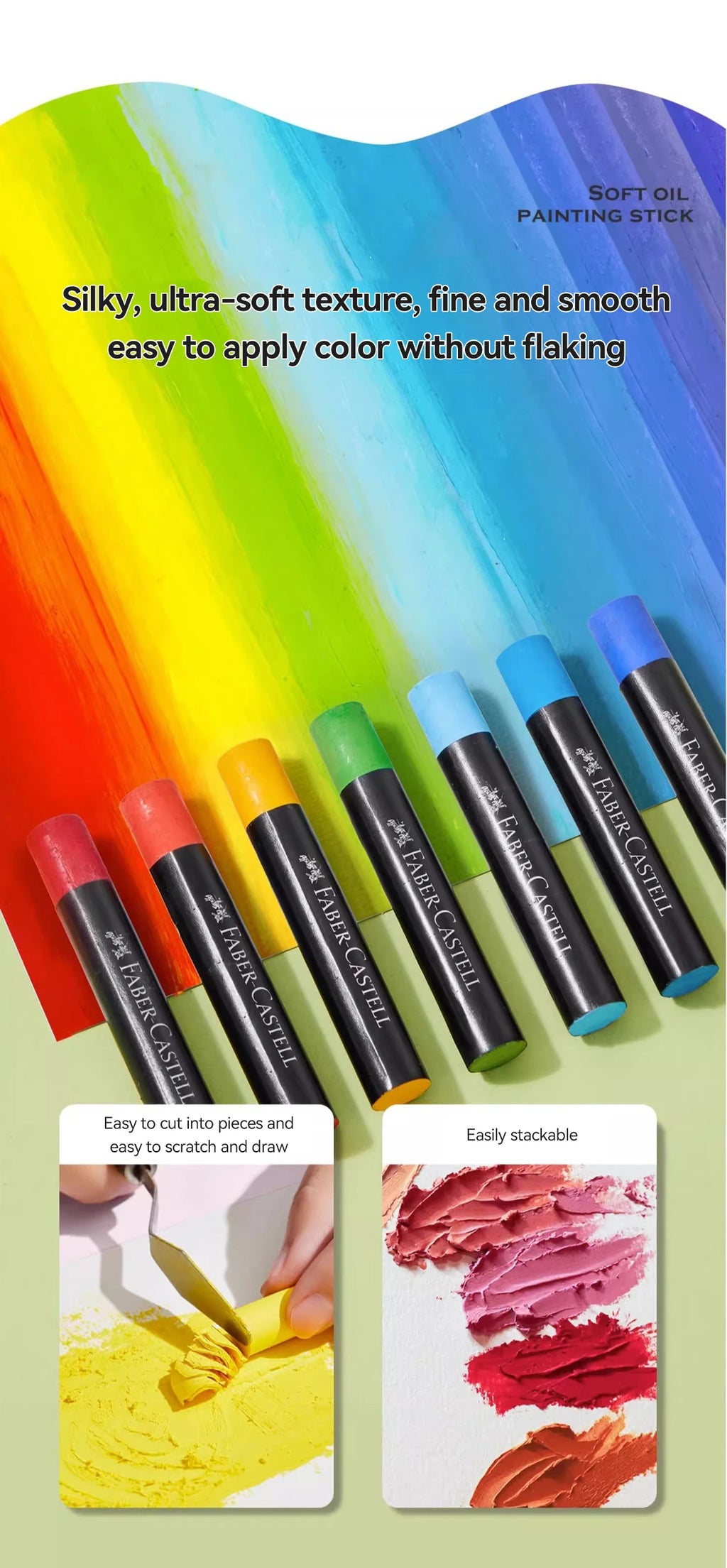 Faber-Castell Soft Oil Pastel Set 24/36/48 Vibrant Colors Creamy Texture Bullet Head Chalk for Artist Painting Drawing Beginners - Sun Studio