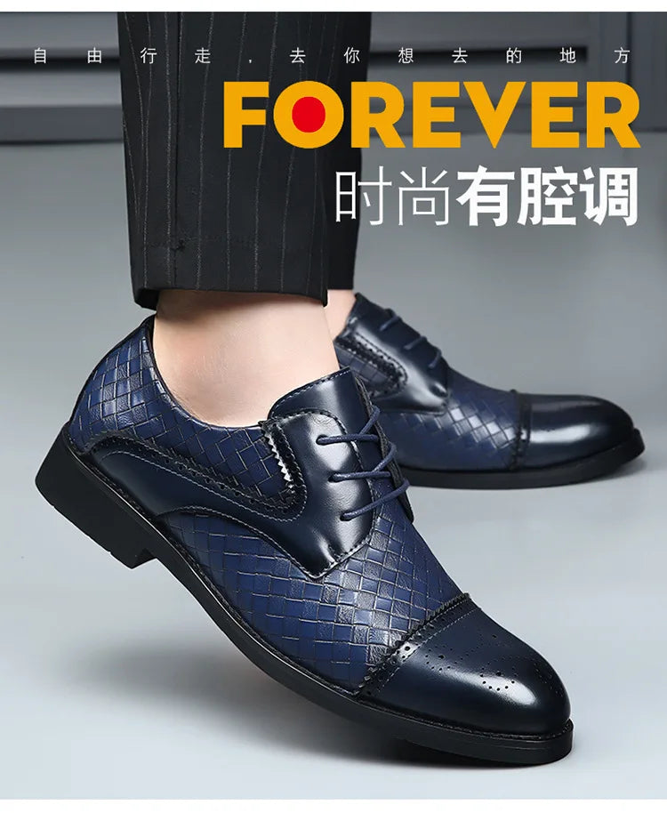 Genuine Leather Mens Dress Shoes Black Formal Social Shoe Male Business Wedding Derby for Man Luxury Italian Work Oxford Loafers - Sun Studio