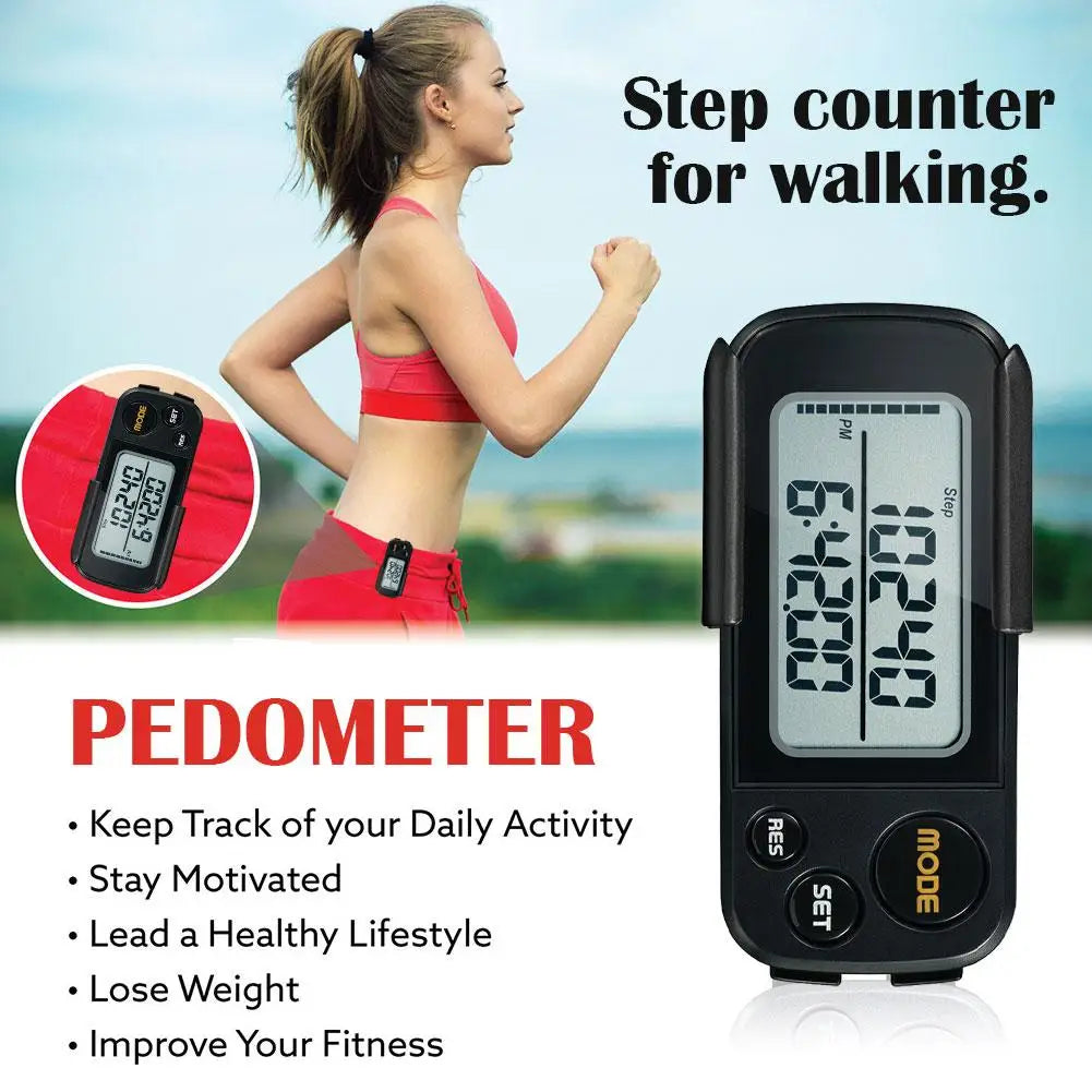 1PC Pedometer Step Walking 3D Digital Pedometers Steps Watch Women Pocket Stopwatch Exercise Step Miles Counter Electronic K8S0 - Sun Studio