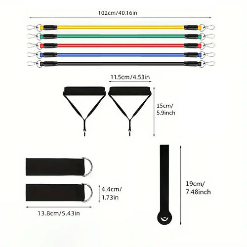 11pcs/Set Pull Rope, Resistance Bands, Portable Fitness Equipment, Ankle Strap, Chest Expander, Elastic Exercise Band - Sun Studio