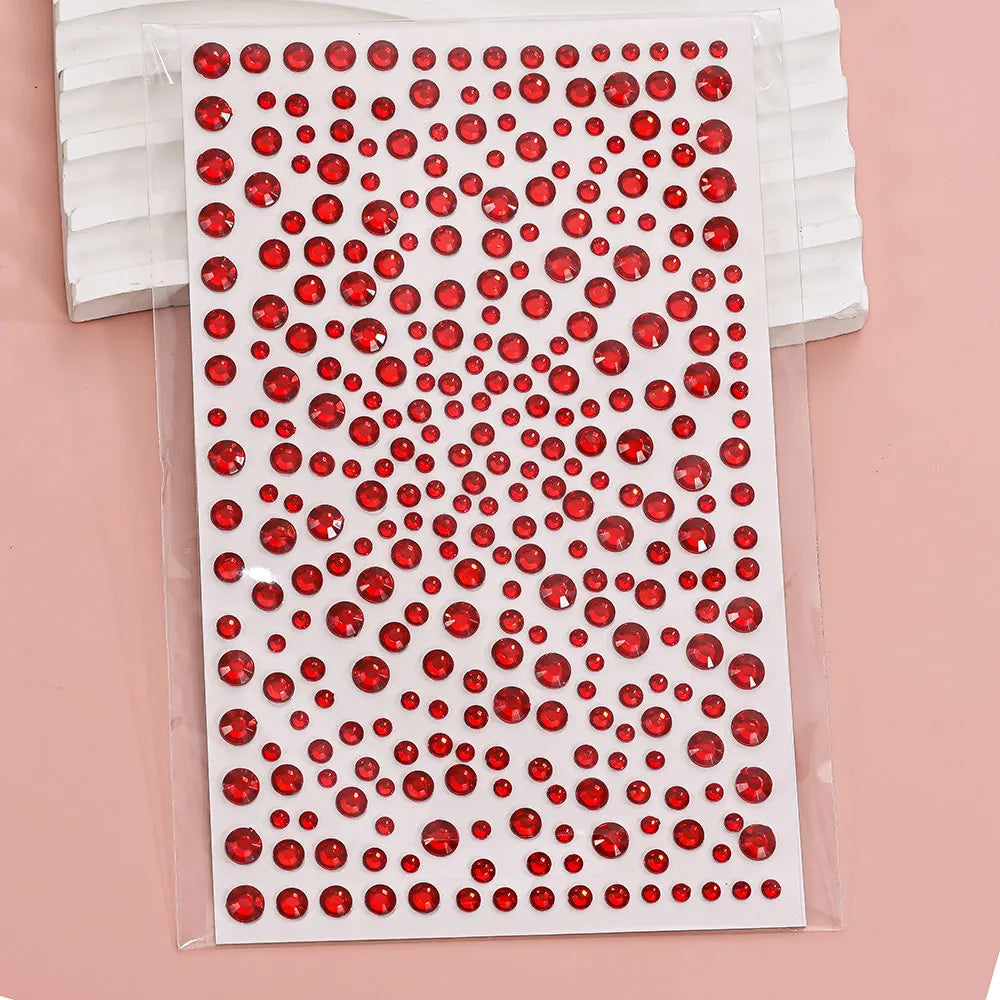 1sheet 900pcs Rainbow Face Glittle Gem Stickers Stick-On Facial Tattoo Eye Rhinestone Jewels 3/4/5mm Mix Wedding Party Make Up - Sun Studio