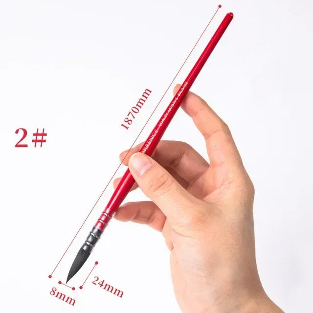 Squirrel Hair Watercolor Brush, Artist Painting Brush Red Pointed Painting Brush Children's Painting Supplies Watercolor Brush - Sun Studio