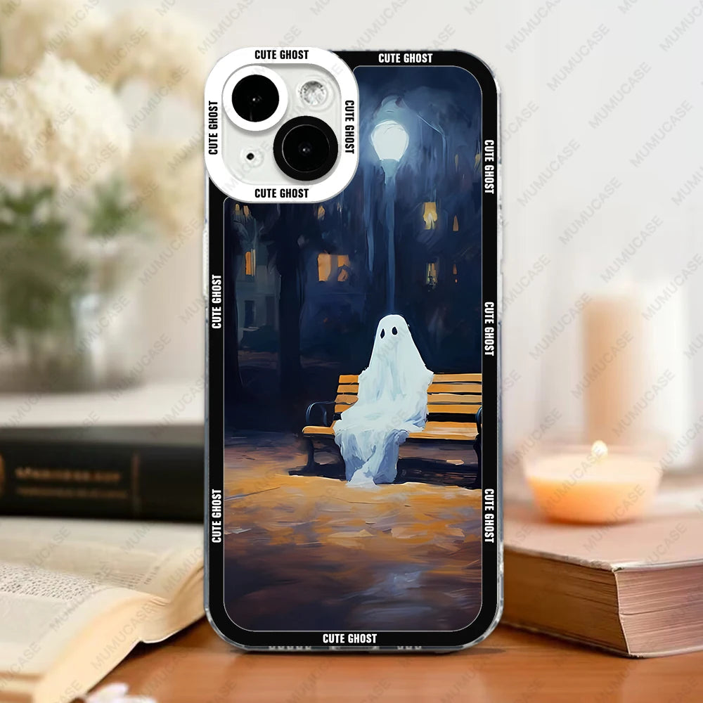 Case For iPhone 16 15 14 13 Pro Max 12 Mini 11 XS X XR SE 7 8 Plus Soft Cover Cute Little Ghost - Sun Studio