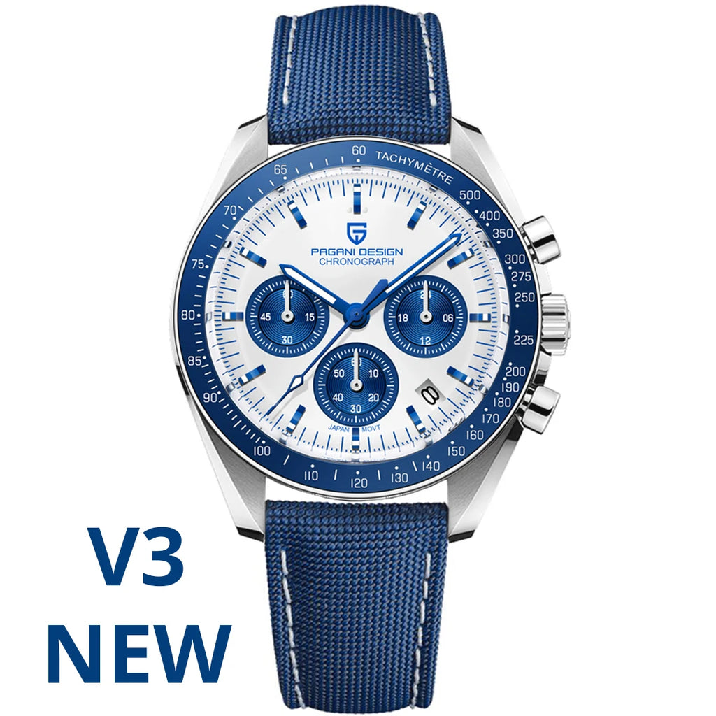 PAGANI DESIGN Monduhren Männer Quarz Uhr für Männer Auto Datum Geschwindigkeit Sport Chronograph AR Saphir Spiegel Armbanduhr 2025 Neu