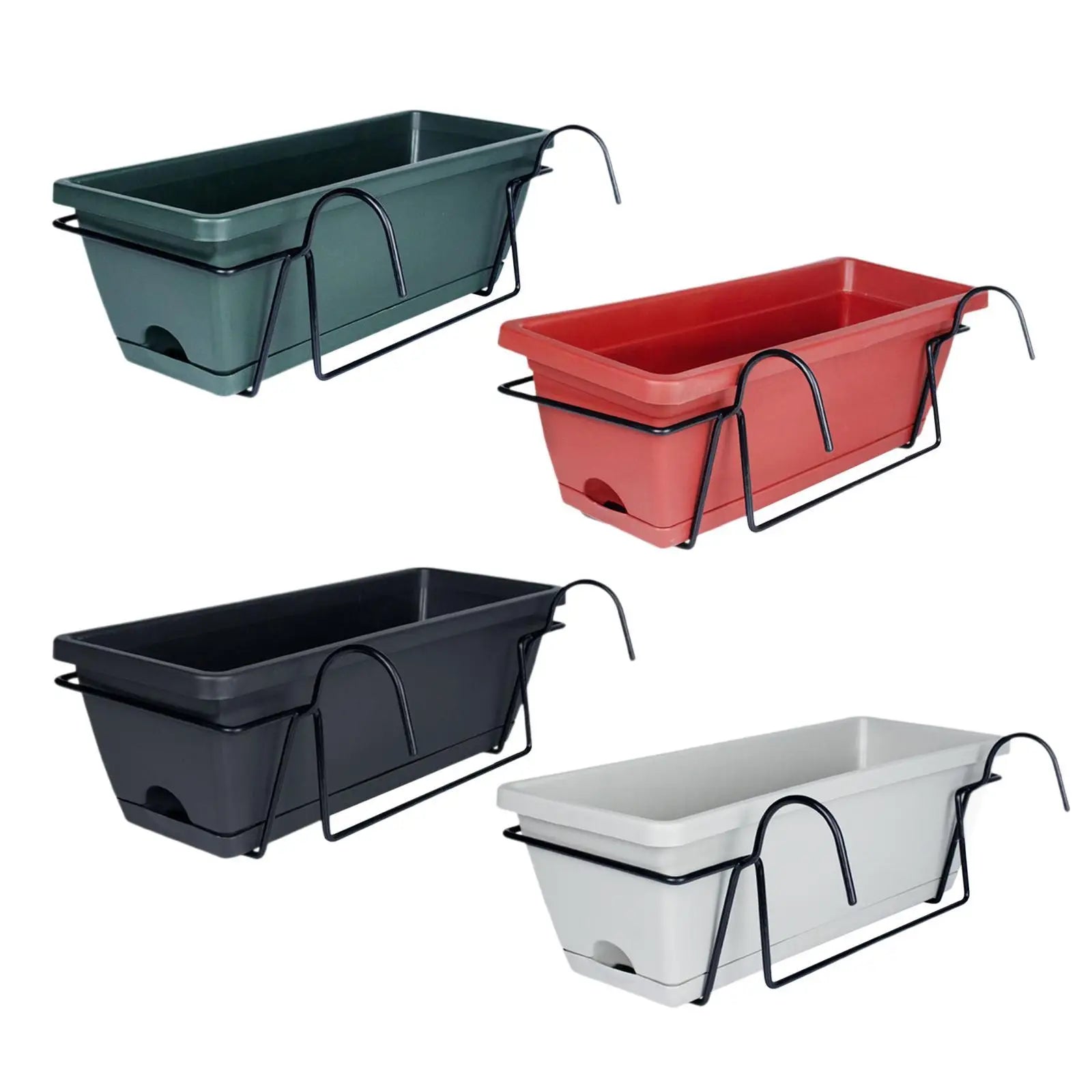 Hanging Flower Pot for Fence And Balcony, Flower Box, Flower Pot with Drainage Hole, Removable Tray, 43 X 19 X 15 Cm - Sun Studio