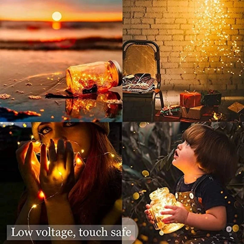 1-20M Led String Lights Copper Wire Starry Fairy Lights Battery Operated Lights for Bedroom Christmas Parties Wedding Decoration - Sun Studio