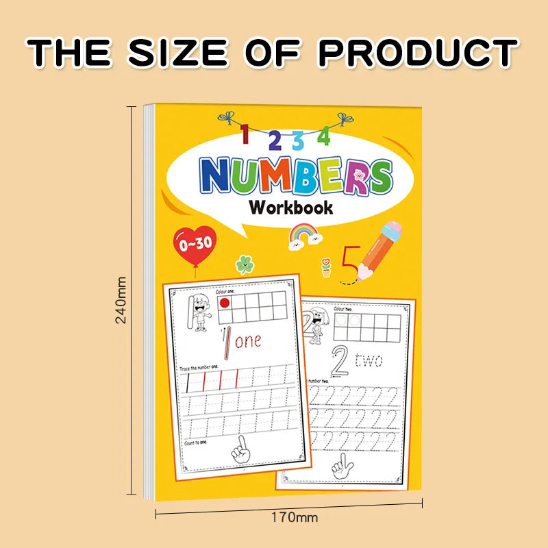 Practice Book for Numbers 0-30 Drawing Book Pen Control Calligraphy Practice Home and School Learning Workbook Mathematics - Sun Studio
