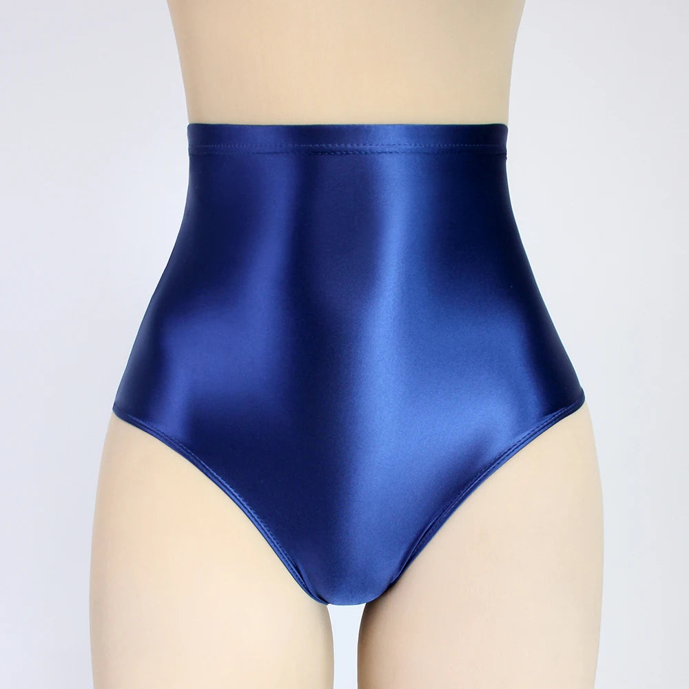 Sexy MEN gloss underwear Briefs Bikini Bottoms with Buttocks Silky Oily swimsuit big size super High Waist Tights Underpants - Sun Studio