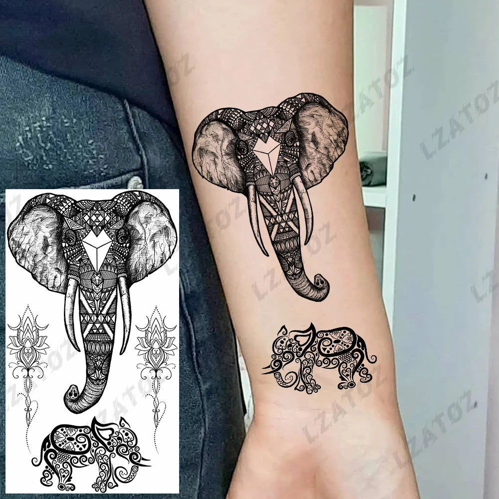Einzigartige dreieckige Ozeanwelle Temporäre Tattoos für Männer Frauen realistische Tiger Löwe Fake Tattoo Aufkleber Spruch Transfer Kunst Tattoos