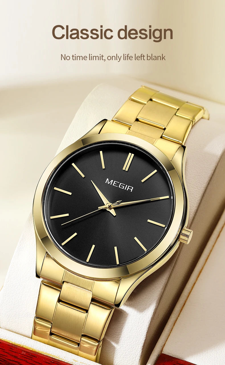 MEGIR Business Luxury Men's Watches Stainless Steel Luminous Waterproof Man Wristwatch Fashion Casual Men Quartz Watch Reloj - Sun Studio
