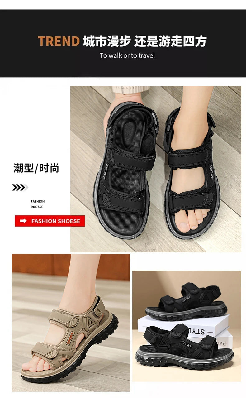 Sandals men summer fashion new style outdoor wear soft sole wear-resistant anti slip anti odor breathable dual-use beach sandals - Sun Studio