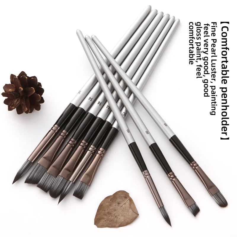 24 nylon brush set silver gray rod pen curtain oil brush Gouache watercolor brush - Sun Studio