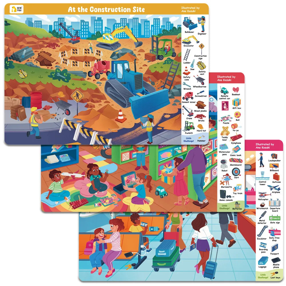 Search and Find Game Looking for Different 3 Themes Interactive Activity Painting Kit Drawing Books with Reusable Pen - Sun Studio