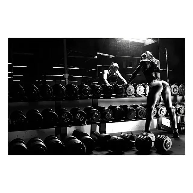 Fitness Motivation Canvas Art  Sexy Bodybuilding Girl Poster Gym Weightlifting Wall Decor for Living Room Bedroom Home Gym Fitne - Sun Studio
