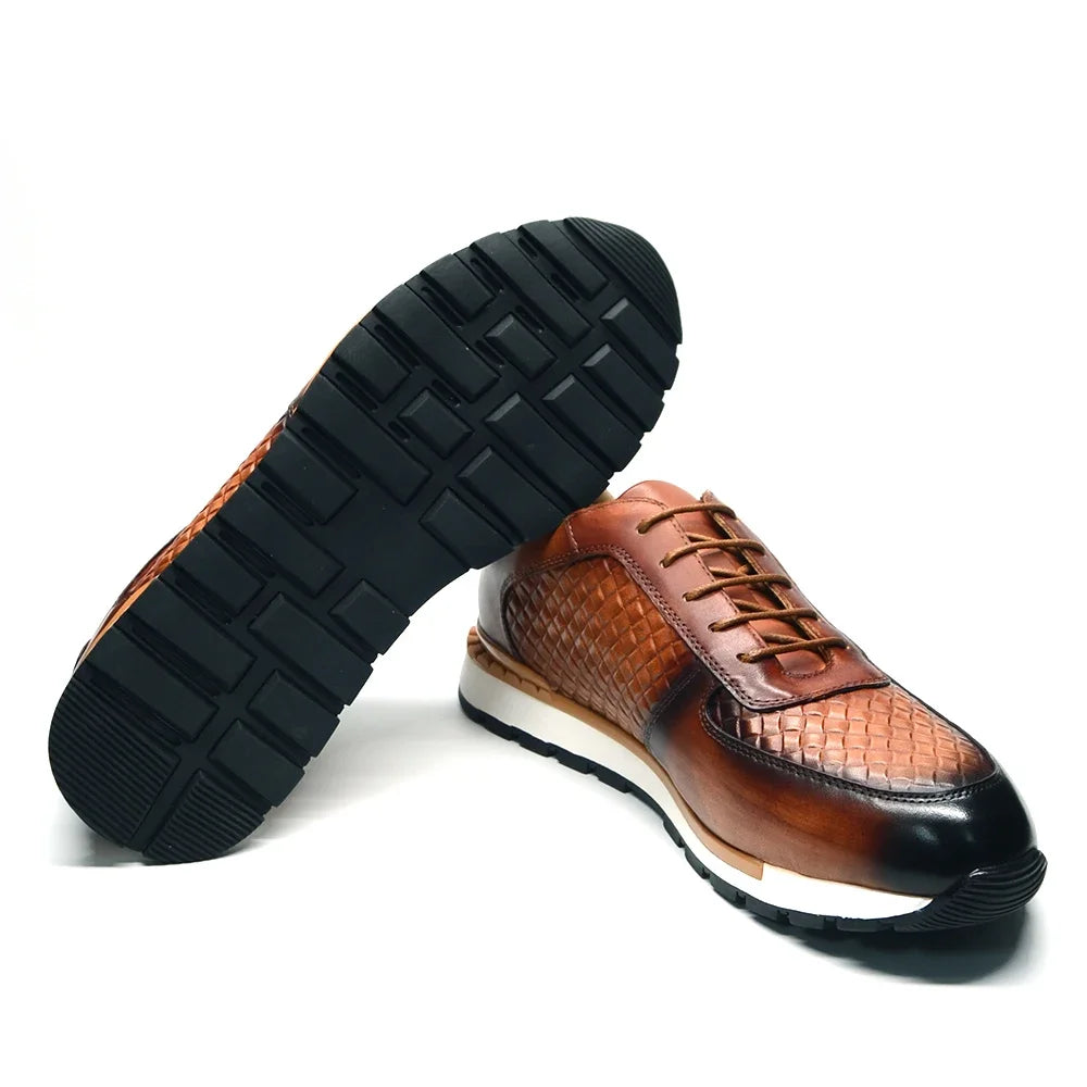 4 Farben Echtes Leder Herren Luxus Sneaker Karomuster Schnürschuhe Männer Freizeit Weiße Oxford Schuhe Angebote Frühling Herbst 2024