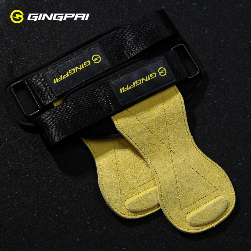 Gym Grips For Men Women Cowhide Palm Guards Weightlifting Fitness Workout Gloves Grips with Wrist Wraps Training Equipment - Sun Studio