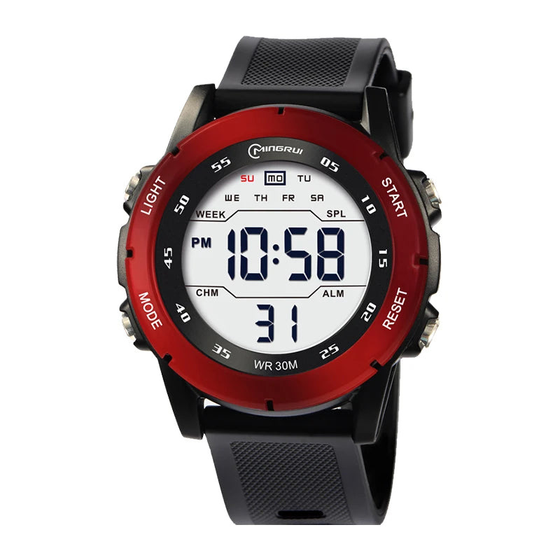 Children Men's Electronic Watch Youth Student Sports Wristwatch Waterproof Alarm Clock Big Dial Digital Multifunction Watches - Sun Studio
