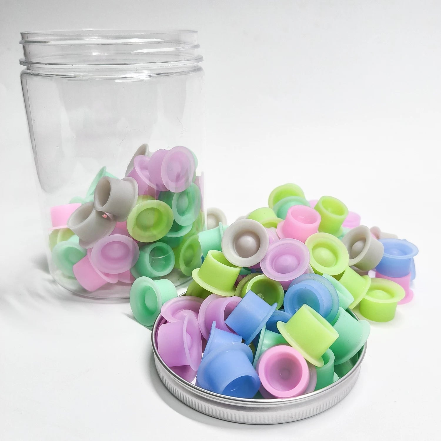 100pcs Tattoo Ink Cups Disposable Silicone tattoo ink container Canned round ink Caps Permanent Makeup Container Tattoo supplies - Sun Studio