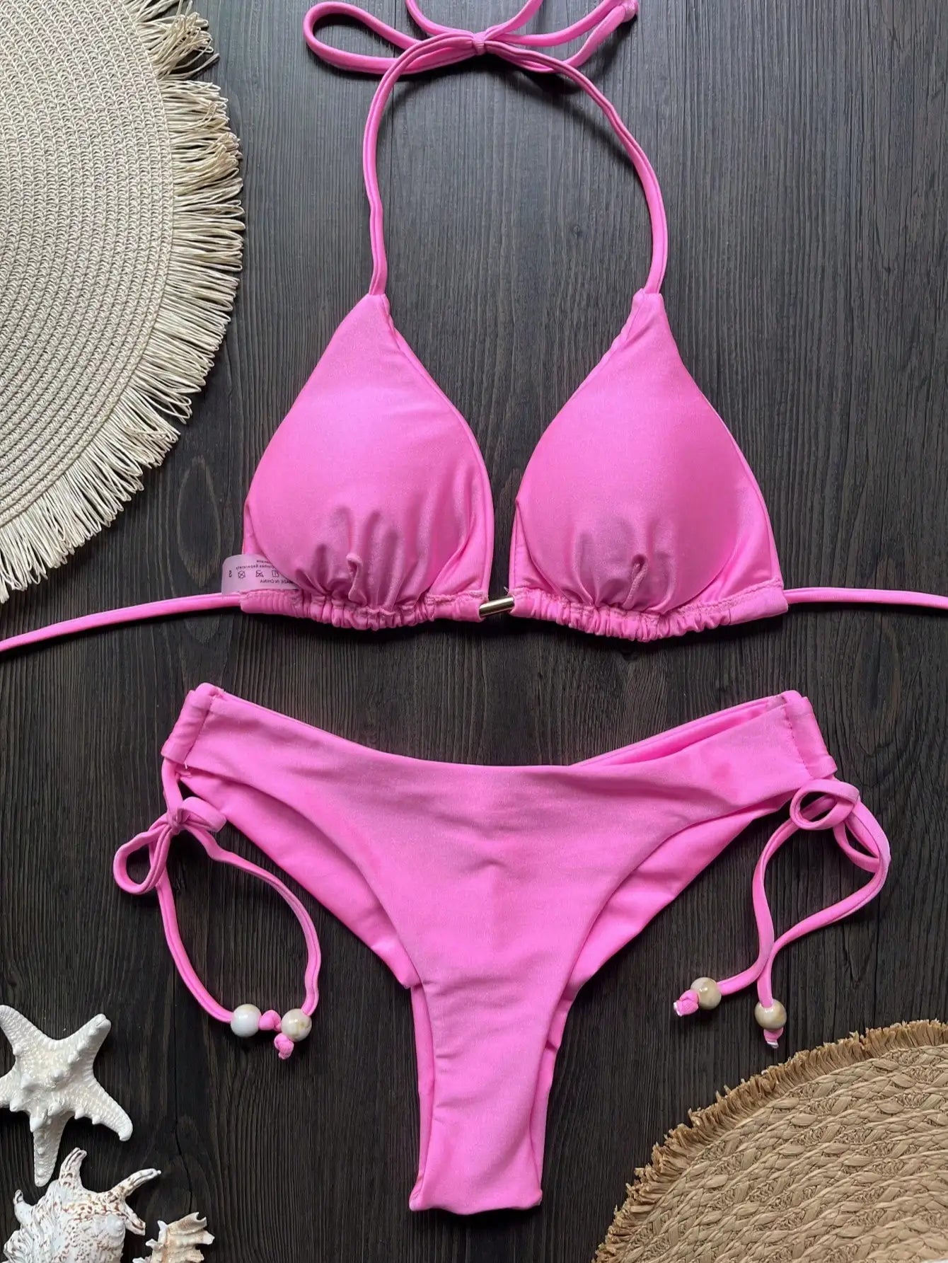 Sexy Bikini Set 2026 Women Pink Halter Push Up Bra Thong Swimsuit Beach Bathing Suit Vacation Swimwear - Sun Studio