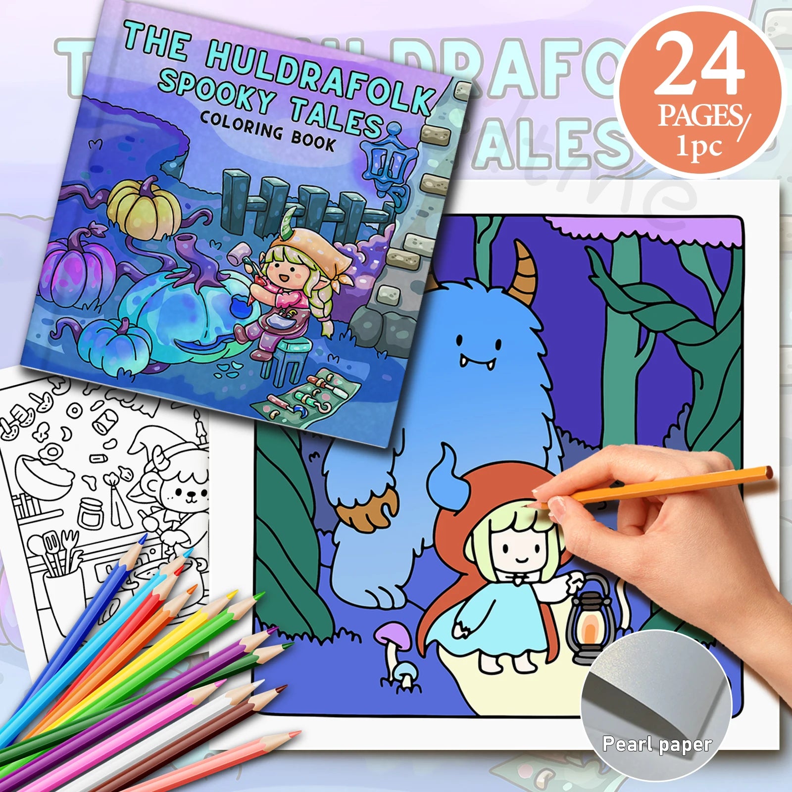 THE SPOOKY TALES Bold-easy Patterns Coloring Book for Adults Cute Drawing Book Perfect Gift for Party and Birthday - Sun Studio