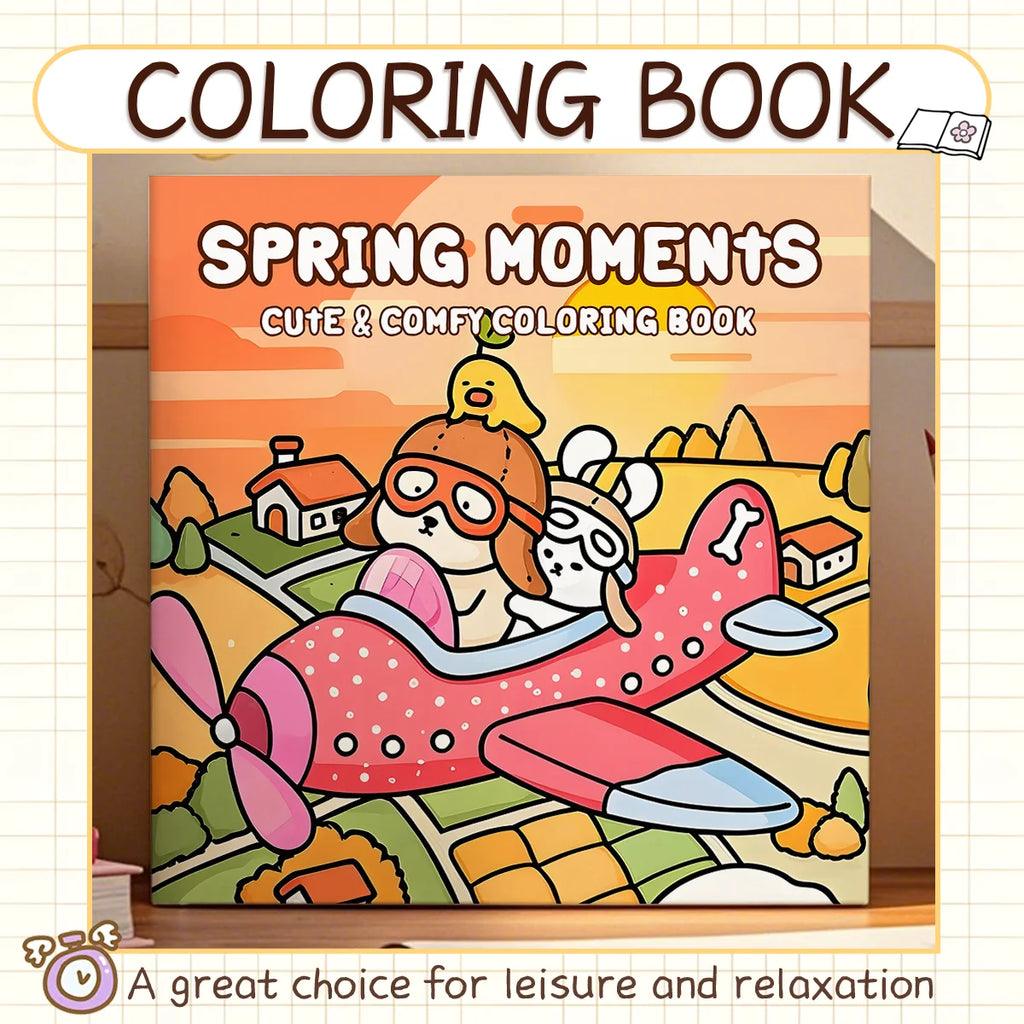 SPRING MOMENTS Coloring Book for Adults Featuring Cartoon Bold-easy Patterns for Relaxation Kids DIY Painting Drawing Books - Sun Studio