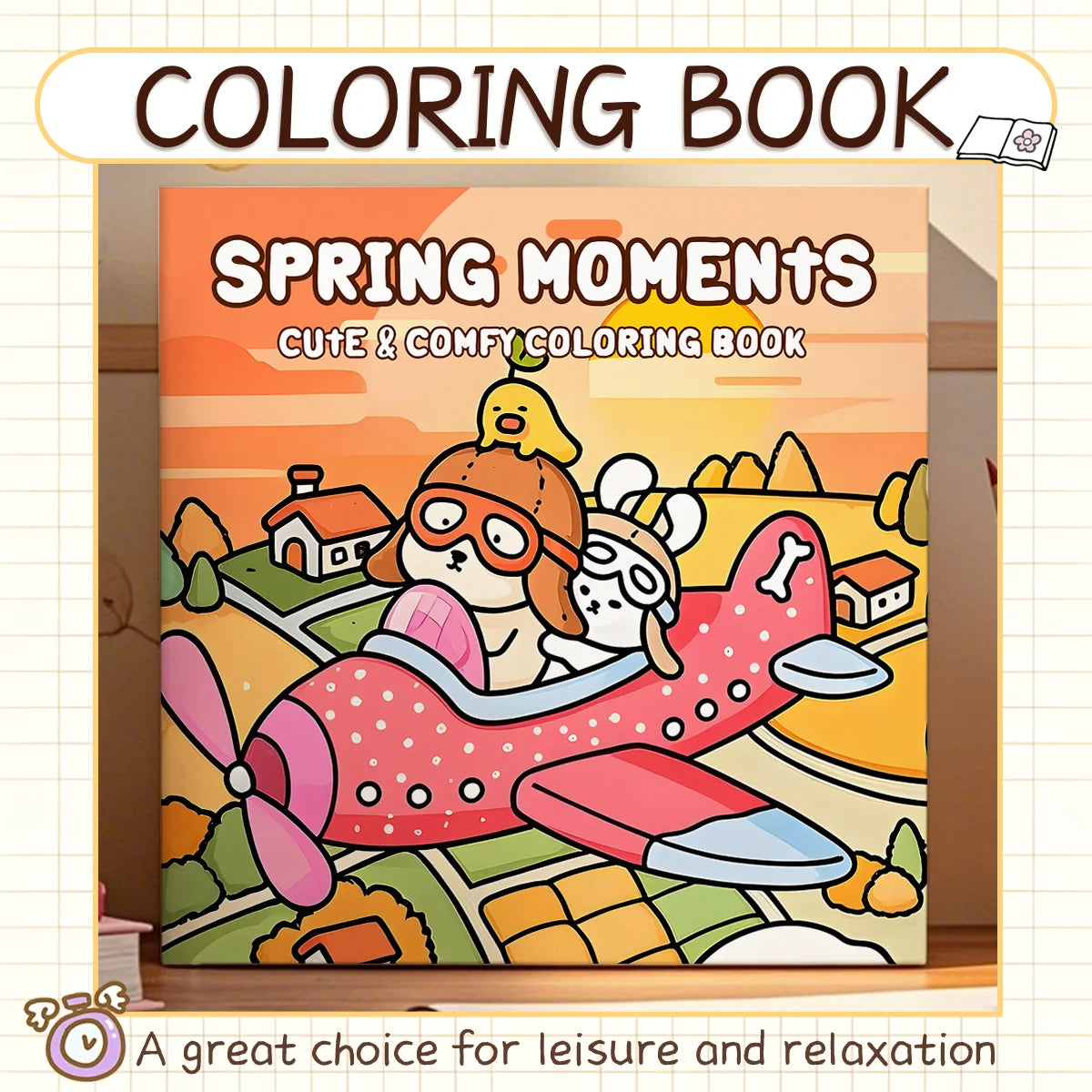 SPRING MOMENTS Coloring Book for Adults Featuring Cartoon Bold-easy Patterns for Relaxation Kids DIY Painting Drawing Books - Sun Studio