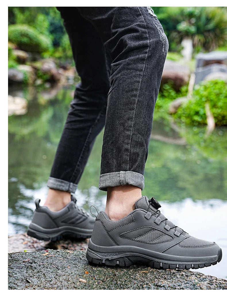 Men'S Spring And Autumn Outdoor Sports Shoes With Rotating Buckle Convenient Comfortable Anti Slip Hiking Shoes Large Size 39-48 - Sun Studio