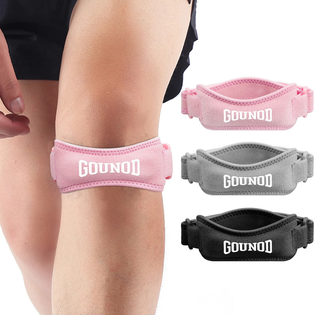 1pair Patellar Tendon Knee Strap Adjustable Silicone Compression Brace Shock Absorption For Basketball Running Pain Relief - Sun Studio
