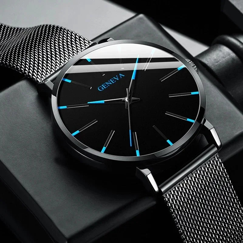 New Fashion Simple Ultra-thin Men Business Watches Steel Mesh Band Male's Quartz Watch Relogio Masculino - Sun Studio