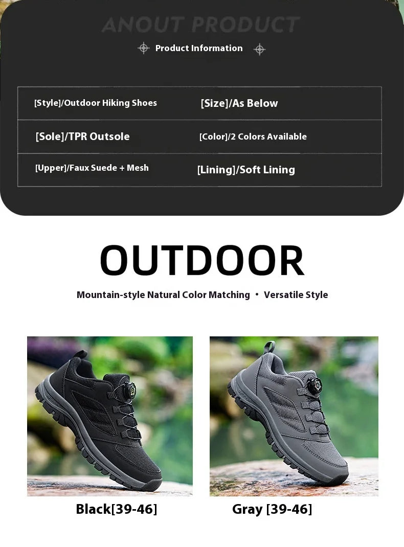Men'S Spring And Autumn Outdoor Sports Shoes With Rotating Buckle Convenient Comfortable Anti Slip Hiking Shoes Large Size 39-48 - Sun Studio