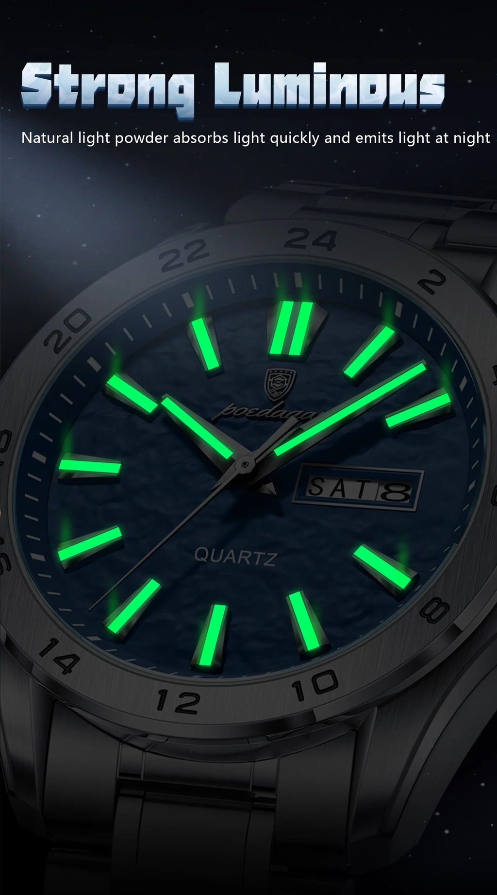 POEDAGAR Sport Luxury Man Wristwatch High Quality Waterproof Luminous Watch For Men Fashion Date Week Quartz Men's Watches Reloj - Sun Studio