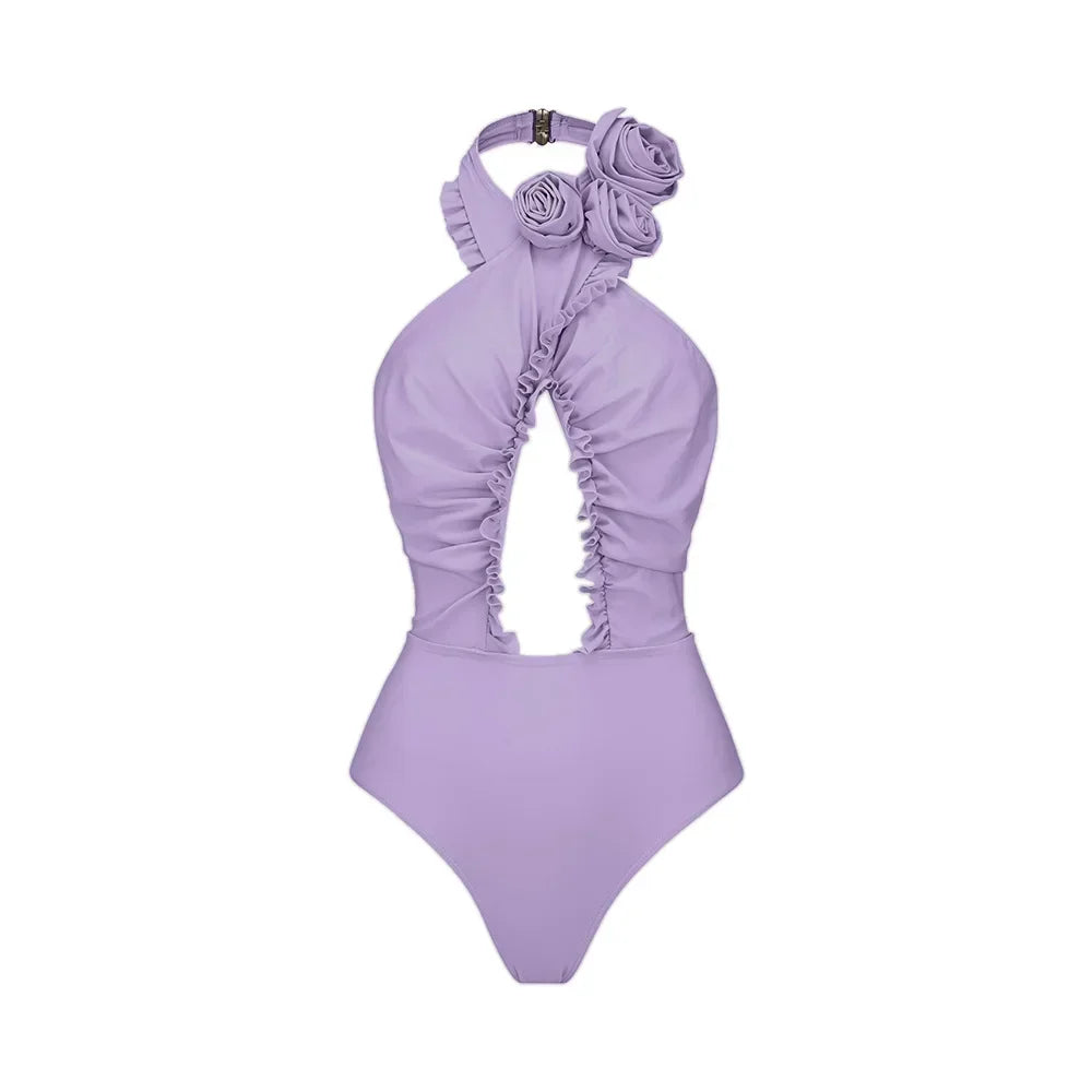 2026 New Sexy White 3D Flower Solid Two Piece Push Up Bikini Set Luxury Swimwear Women Swimsuit Beachwear Summer Bathing Suit - Sun Studio