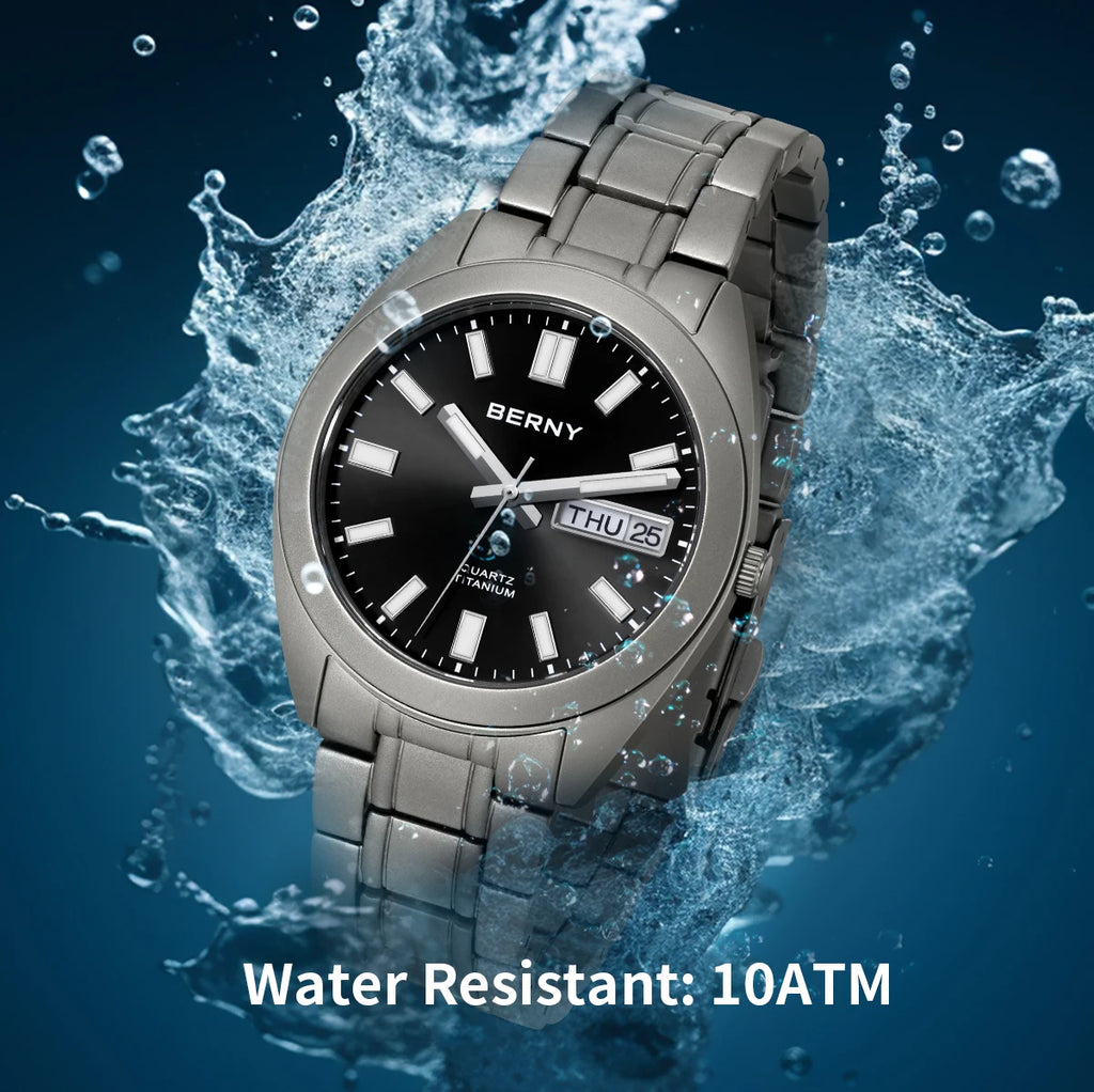 BERNY Titanium Watch for Men Supper Light Weight Wristwatch Super Luminous Sapphire 10ATM Waterproof Sport Field Quartz Watches - Sun Studio