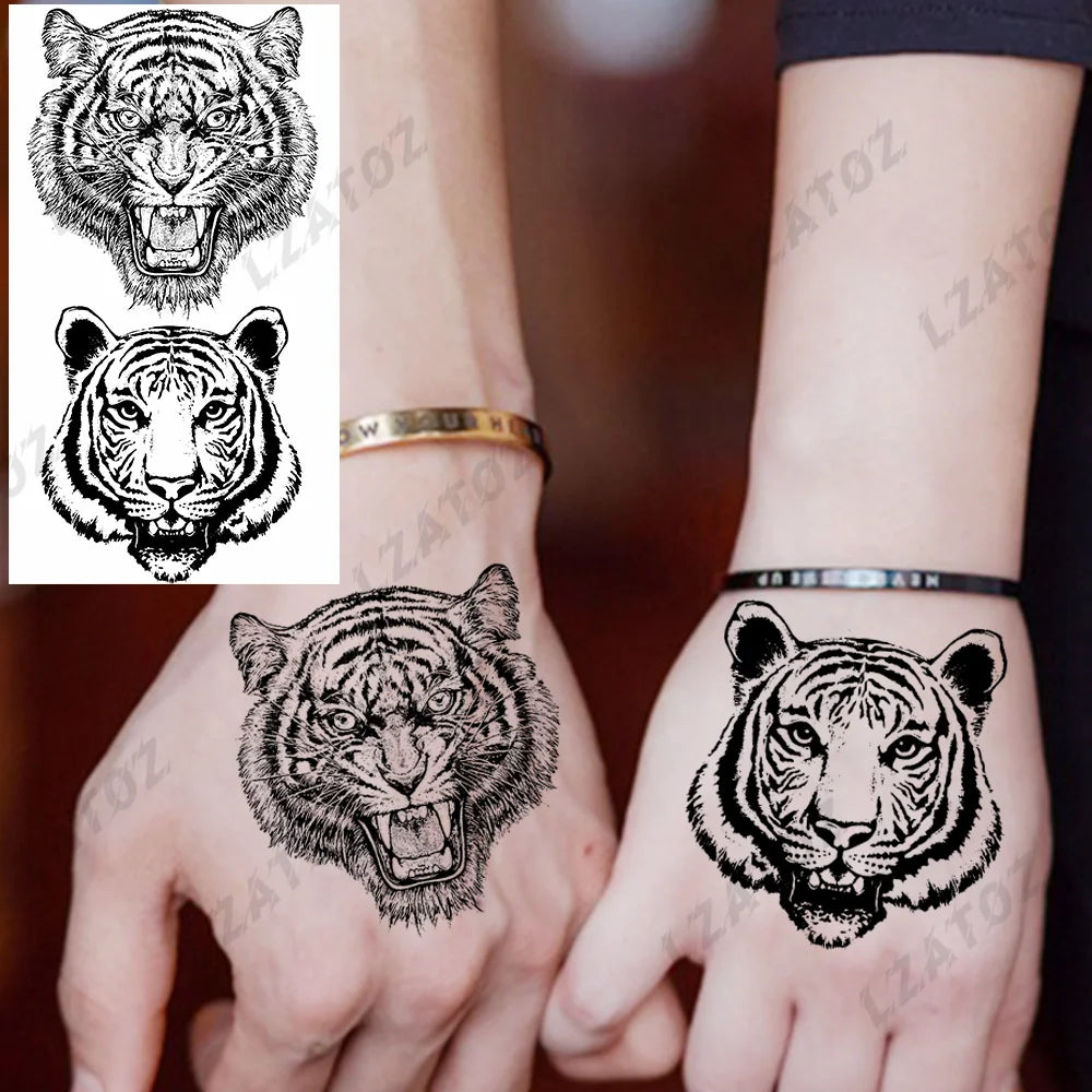 Einzigartige dreieckige Ozeanwelle Temporäre Tattoos für Männer Frauen realistische Tiger Löwe Fake Tattoo Aufkleber Spruch Transfer Kunst Tattoos