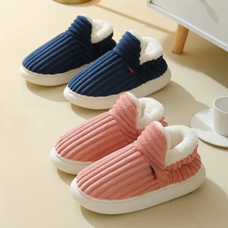 Warme Flausche Hausschuhe Frauen Männer Winter Neue Mode Komfort Plüsch Hausschuhe Zuhause Innen Außen Weiche Dicke Sohle Baumwollschuhe