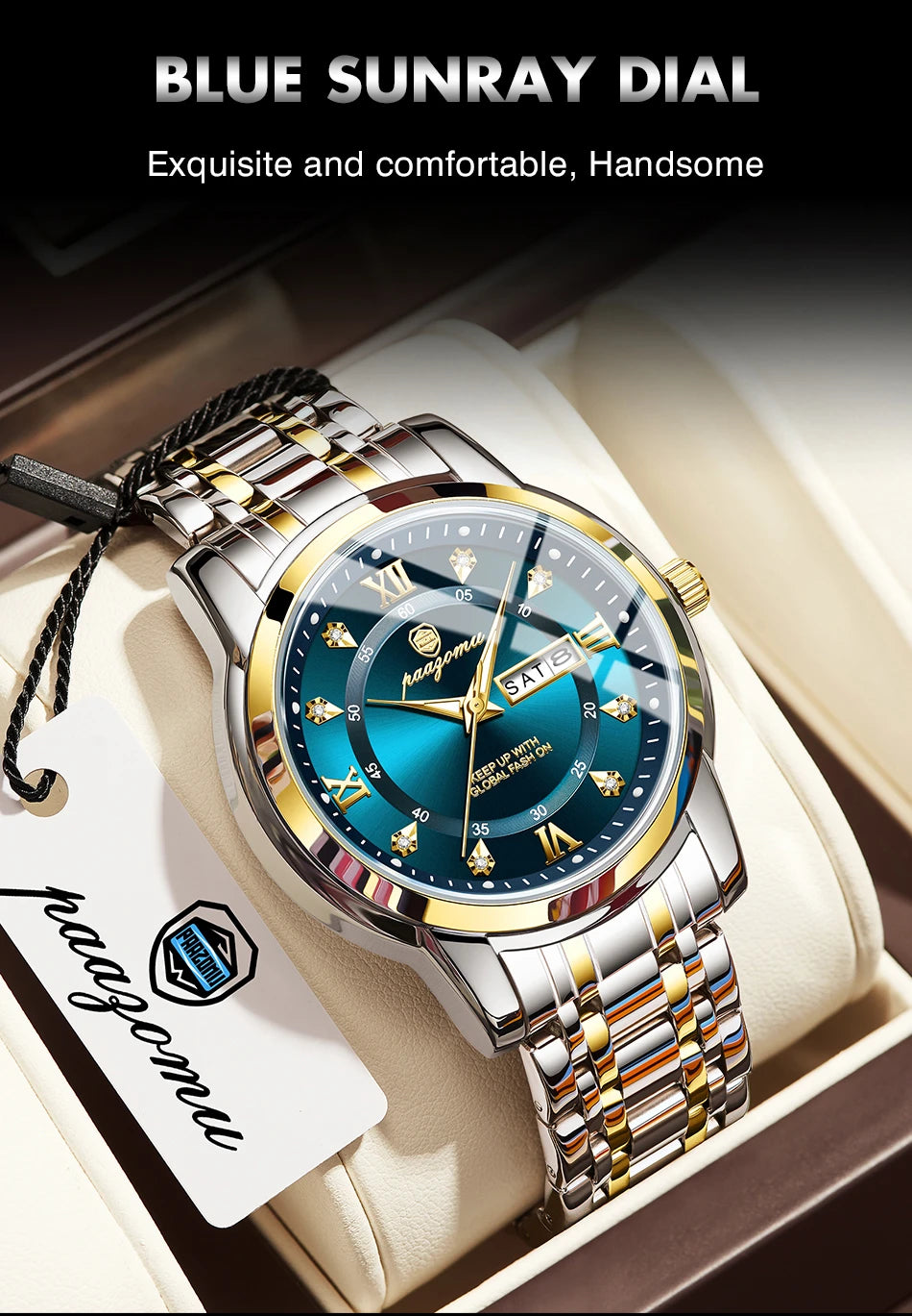 PAAZOMU Classic Casual Quartz Watch Men Women Waterproof Luminous Dial Business Dress Wristwatch Comfortable Watches Male+Box - Sun Studio