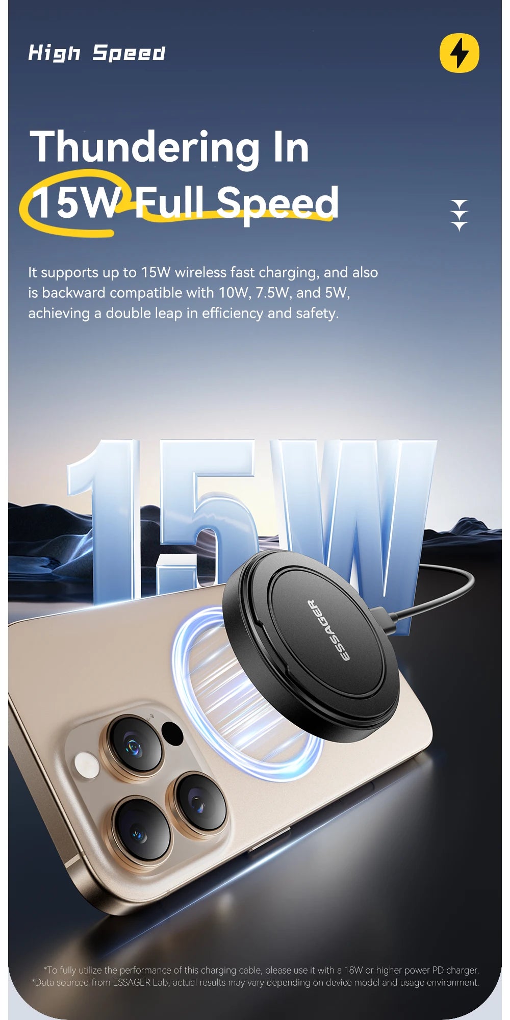 Essager Magnetic Wireless Charger With Holder 15W Fast Charging For iPhone17 16 15 14Pro Max Airpods Mini Wireless Phone Charger - Sun Studio